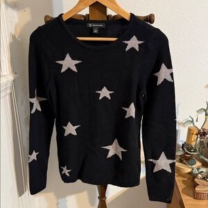 INC International Concepts Black Top with Silver Stars